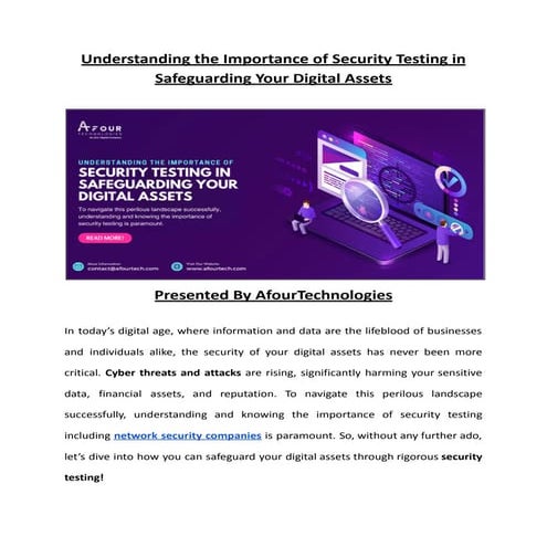 Understanding the Importance of Security Testing in Safeguarding Your Digital...