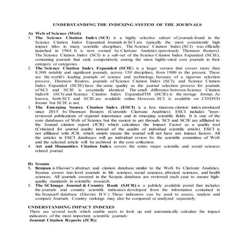 Web of Science and Scopus: Understanding the indexing system