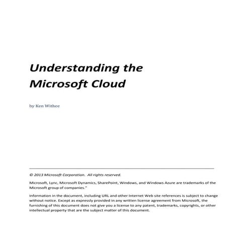 Understanding the Microsoft Cloud