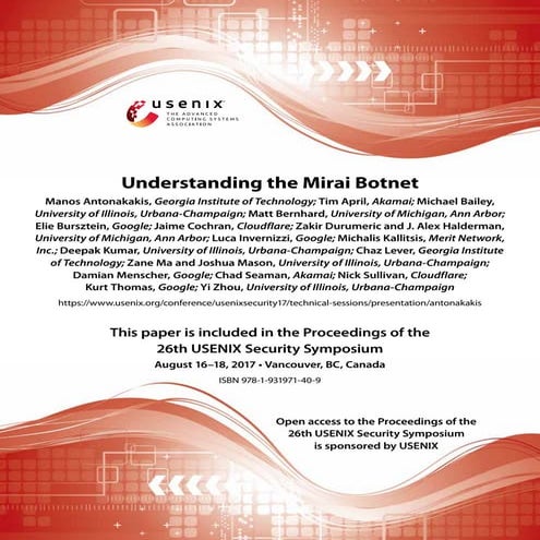 Understanding the mirai botnet