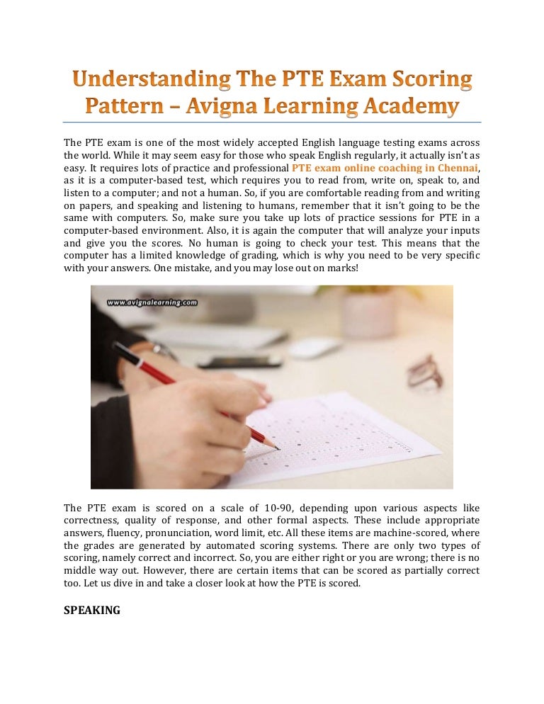 Understanding the pte exam scoring pattern