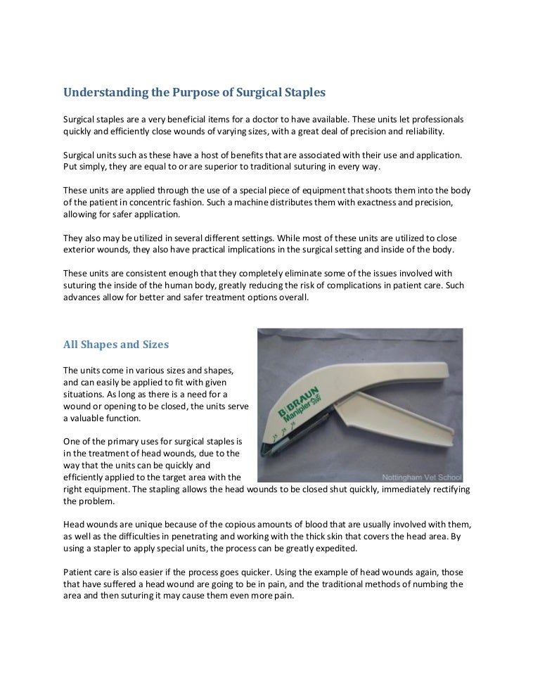 Understanding the purpose of surgical staples
