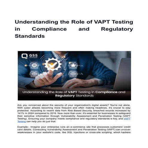 Understanding the Role of VAPT Testing in Compliance and Regulatory Standards.pdf