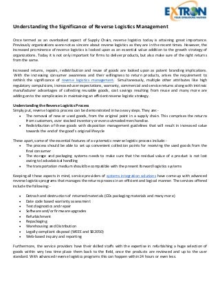 Application of RFID Technology in Reverse Logistics, Essay Example