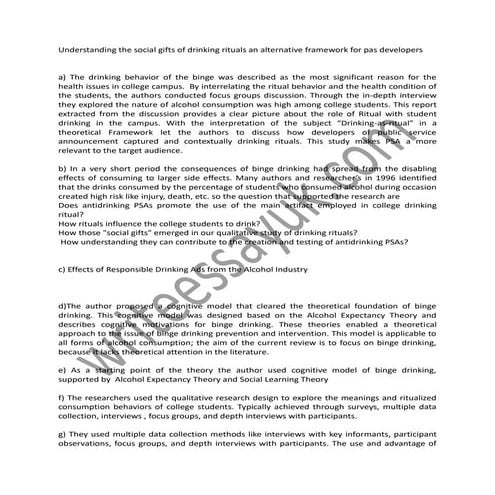 Understanding the social gifts of drinking rituals an alternative framework f...