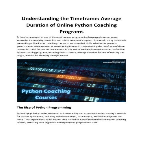 Understanding the Timeframe: Average Duration of Online Python Coaching ...