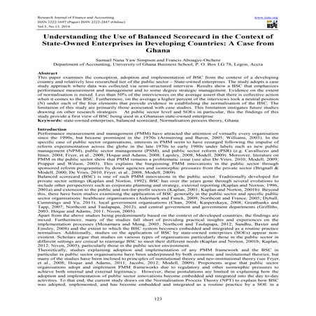 Understanding the use of balanced scorecard in the context of state owned ent...