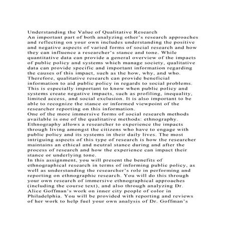 Understanding the Value of Qualitative ResearchAn important part.docx