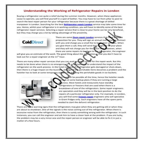 Understanding the working of refrigerator repairs in london