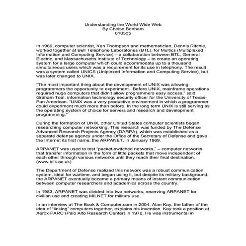 Understanding the world wide web