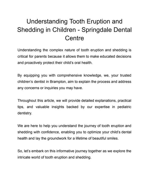From Teething to Toothbrushing: Best Practices for Infant Oral Care | PPTX