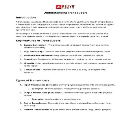 What is a Transducer? Types, Features & Uses