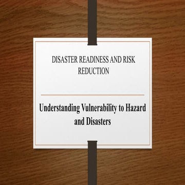 Understanding vulnerability to hazards and disasters