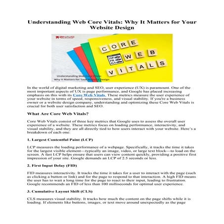 Understanding Web Core Vitals: Why It Matters for Your Website Design