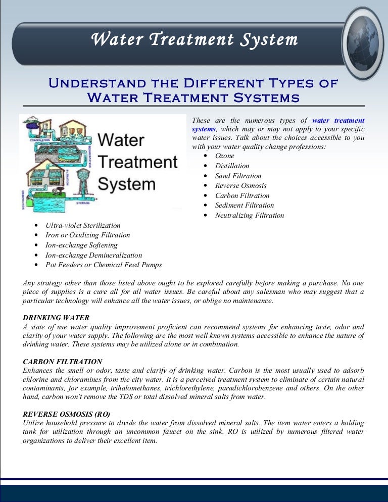 Understand the Different Types of Water Treatment Systems
