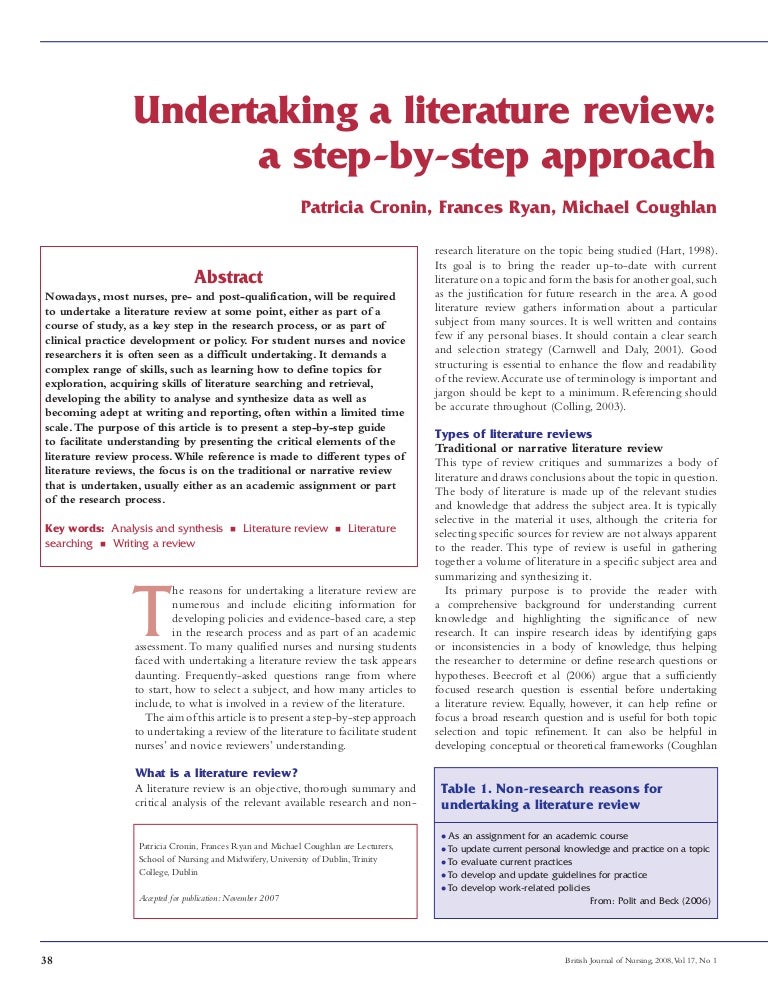 Critical evaluation literature review various literature