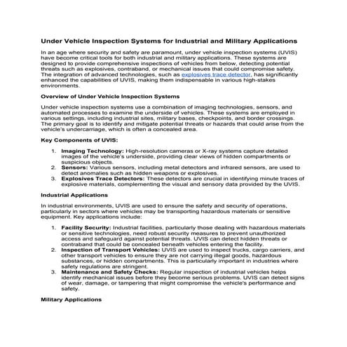 Under Vehicle Inspection Systems for Industrial and Military ...