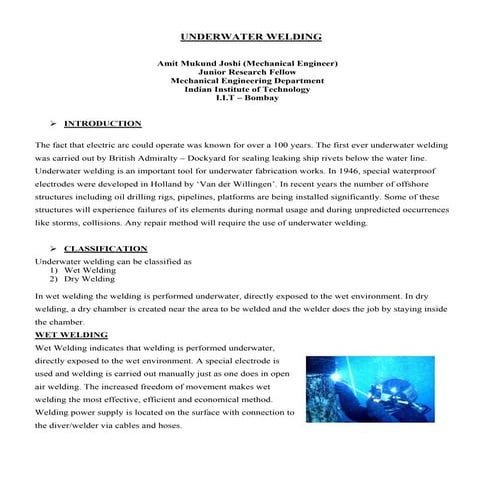 Underwater welding