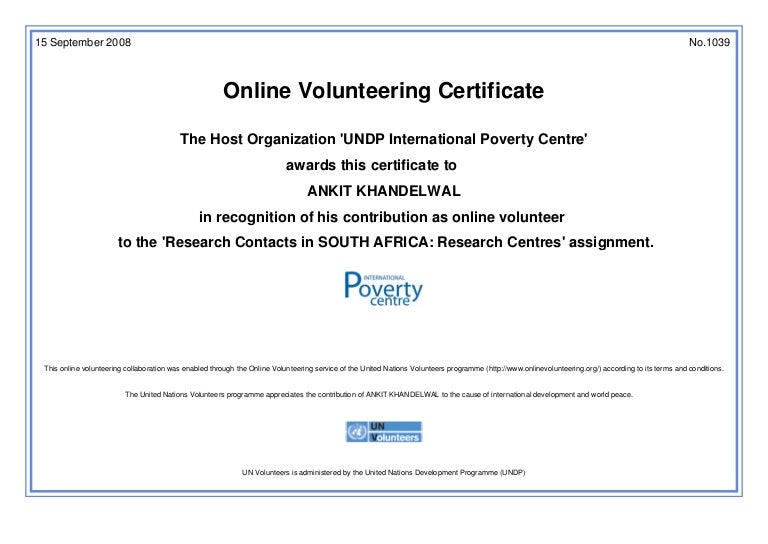 united nations online volunteering certificate volunteer certificate