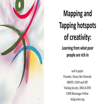 Mapping and Tapping hotspots of creativity: Learning from a resource in which...