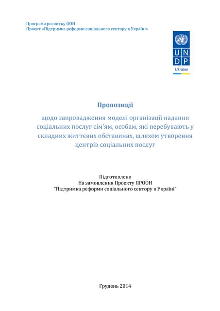 Пропозиції щодо запровадження моделі організації надання соціальних послуг