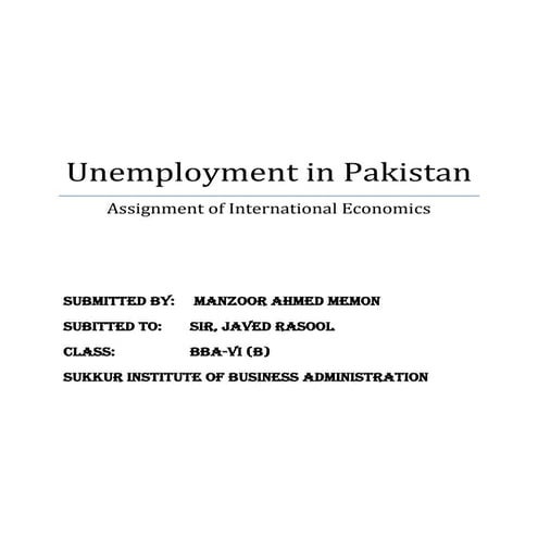Ppt on unemployment | PPTX