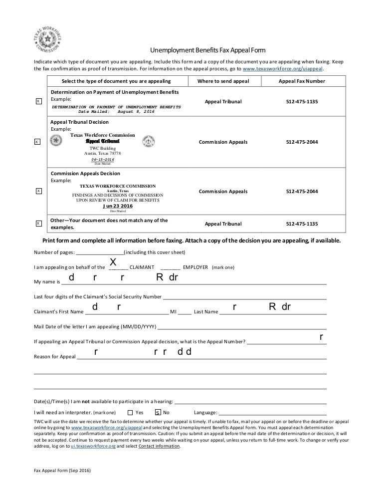 unemployment benefits fax appeal form twc adalberto cervantes rodrig