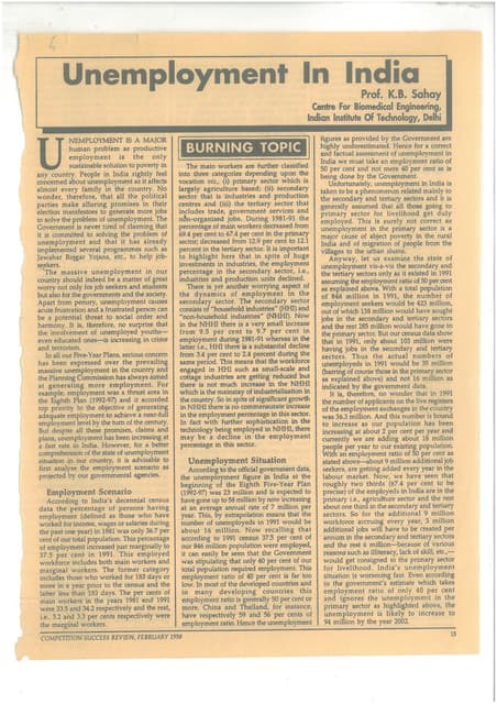 Unemployment - Causes & Solution | PDF