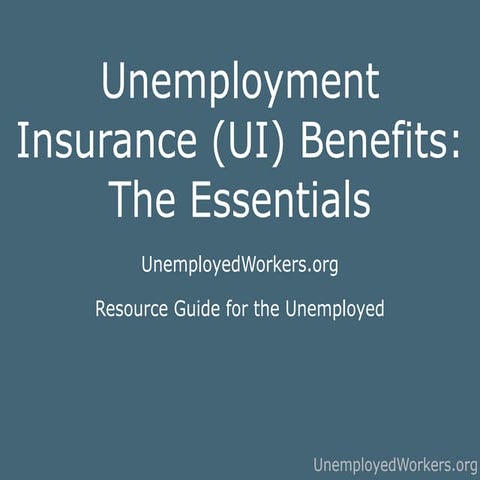 Unemployment benefits   the essentials draft october 11 2010