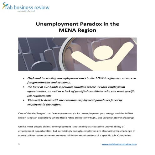 Unemployment paradox in the mena region