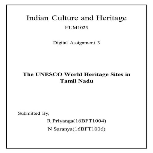 UNESCO world heritage sites of Tamil Nadu