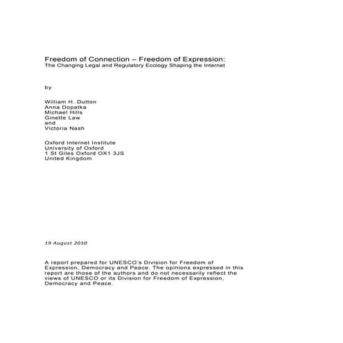 UNESCO’s Division for Freedom of  Expression, Democracy and Peace Report