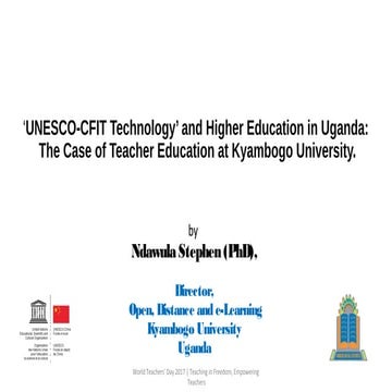 'UNESCO-CFIT Technology’ and Higher Education in Uganda: The Case of Teacher ...