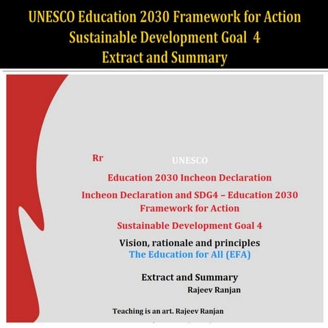 Unesco education 2030 framework for action sustainable development goal  4 ex...