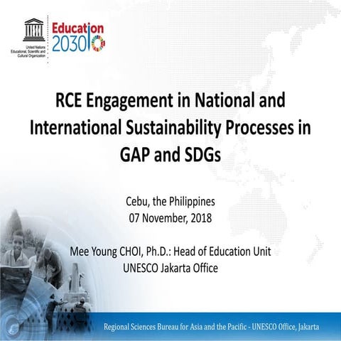 RCE Engagement in National and International Sustainability Processes in GAP ...
