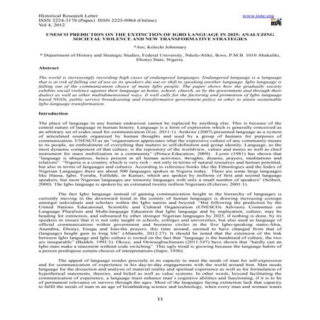 Unesco prediction on the extinction of igbo language in 2025 analyzing ...