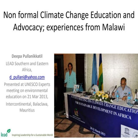 Presentation on Non-formal Climate Change Education, Advocacy and Experiences...