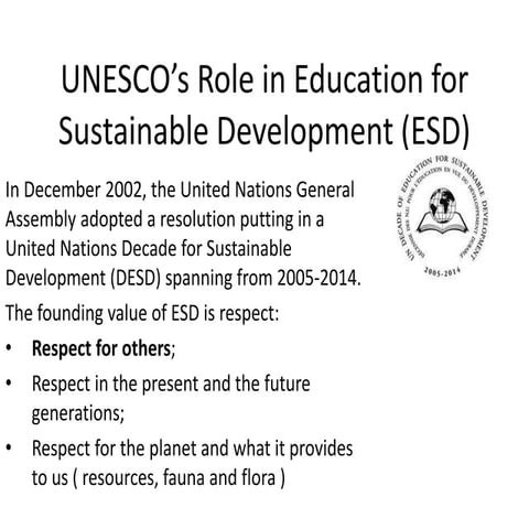 Unesco’s role in Education for Sustainable Development