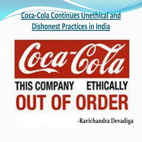 Unethical practices done by coca cola company