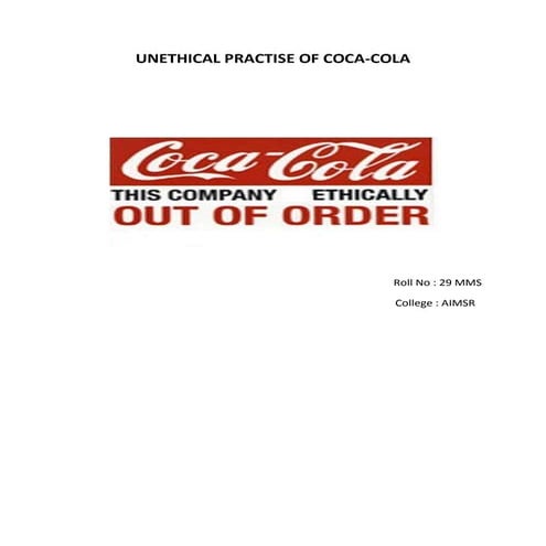 Unethical practise of coca