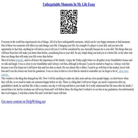 Unforgettable Moments In My Life Essay | PPT