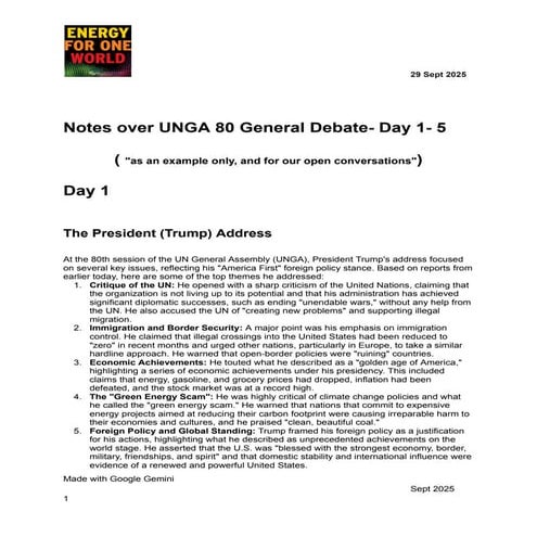 UNGA 80 High-Level Opening, General Debate Week Day 1 - 5 Notes.pdf