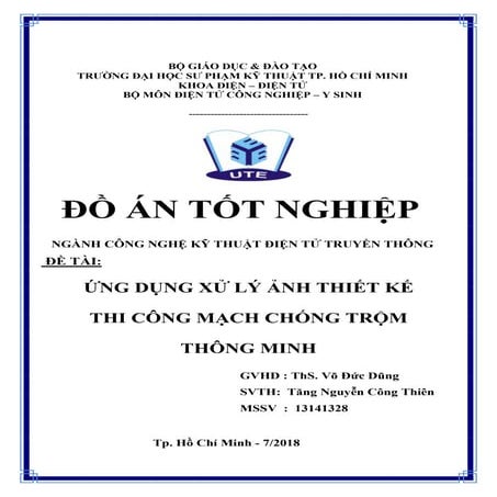 Đề tài: Ứng dụng xử lý ảnh thiết kế mạch chống trộm thông minh