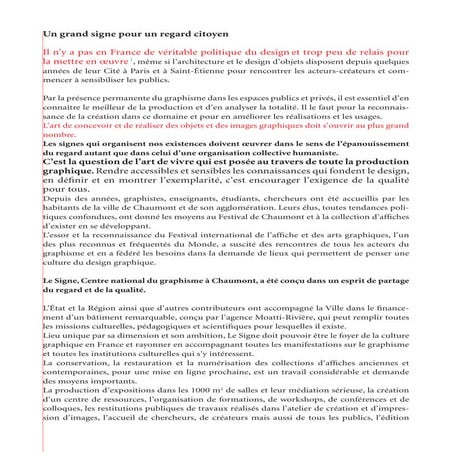 Un grand signe pour un regard citoyen