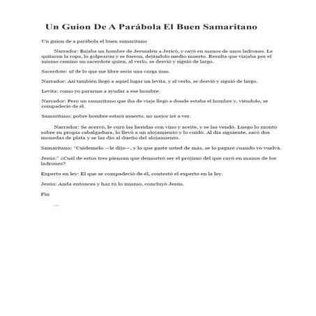 Un guion de la parábola el buen samaritano