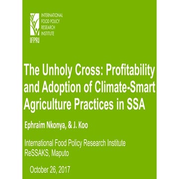 The Unholy Cross: Profitability and Adoption of Soil Fertility Management Pra...