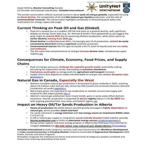 UNI Current Thinking on Peak Oil and Gas Knowledge Note (2025-11-19)
