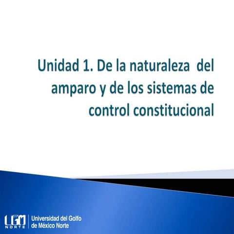 Unidad 1. De la naturaleza  del amparo y de los sistemas de control constituc...