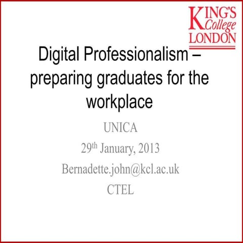 Digital Professionalism - preparing graduates for the workplace