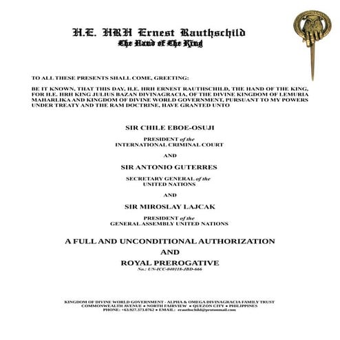 UNITED NATIONS - ICC ORDER 